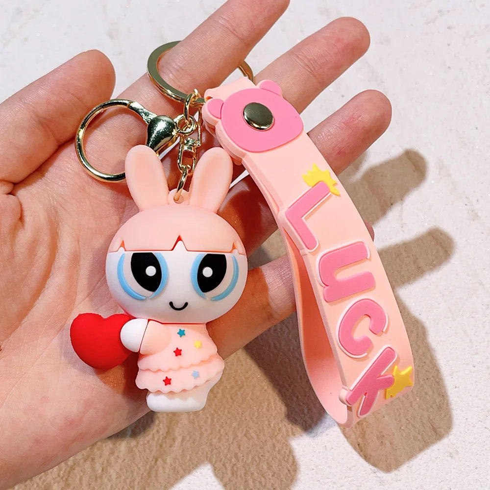 malefic keychain Powerpuff Girls Creative Keychain for Women Men Fans Cartoon Cute Silicone Doll Pendant Keyring Gifts Keys Hold