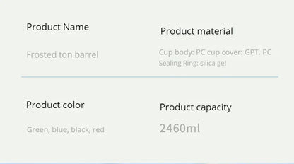 1pc 2L Sports Straw Large Capacity Fitness  With Straw Outdoor Plastic Portable Water Bottle With Scale Gradient Kettle
