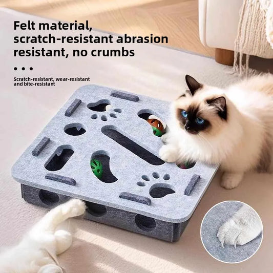 Pet Cat Toys Felt Puzzle Box Interactive Exercise Hunting Game For Indoor Cats Sports Accessories Entertainment
