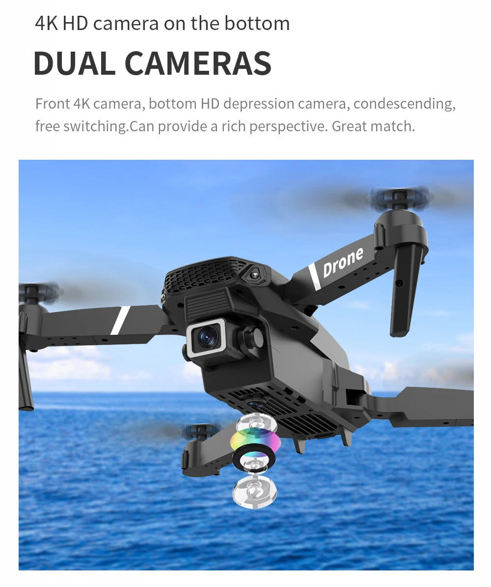 Drone E88 RC Quadcopter Foldable Portable 5G WiFi FPV Drones With 4K HD Camera Altitude Hold Mode follow Drone