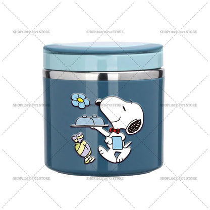 630ml Snoopys Food Thermal Jar Insulated Soup Cup Stainless Steel Vacuum Lunch Box with Handle Portable Sealed Bento Boxes Gift