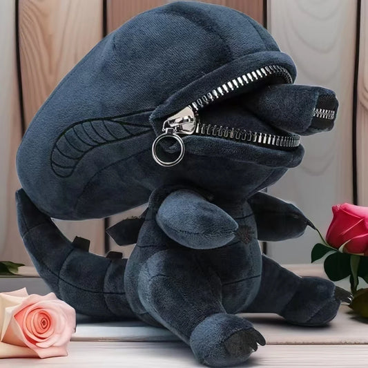 Alien Xenomorph Shaped Zipper Mouth Plush Soft Stuffed Animal Plush Cool Plush ToyGreat Gifts for Boys and Girls Room Decoration