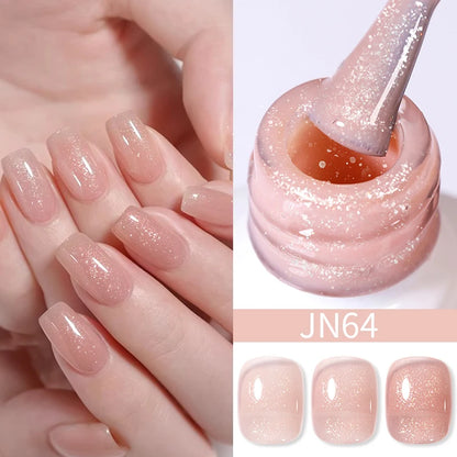 BORN PRETTY 10ml Wine Red Glitter Jelly Nude Gel Nail Polish Soak Off Translucent Color UV Light Cure for Nail Art DIY at Home
