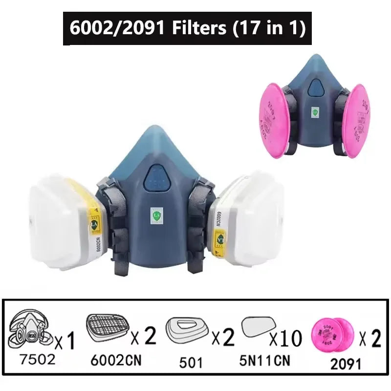 7502 Half Mask Dust Gas Mask 7502 Respirator Chemical Paint Spray Pesticide Filter Widely Use Protection