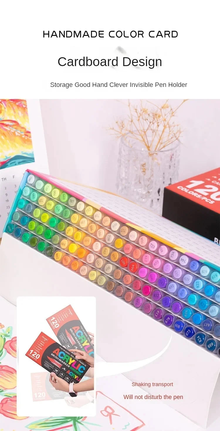 12-120 Colors Acrylic Paint Pens Markers Brush Tip Paint Markers for Rock Painting Wood Canvas Stone Christmas Gift DIY Crafts