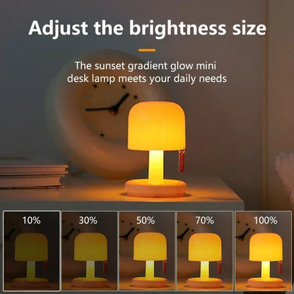 Mini Sunset Night Lamp Desktop Creative USB Rechargeable Ins Mushroom Style Led Night Light for Coffee Bar Home Decor Bedroom