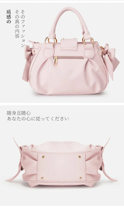 Sweet Bow Lolita Pink Hand Bag Purse Women Harajuku Love Heart Soft Crossbody Bag Lady Kawaii Large Capacity Shoulder Bag Female