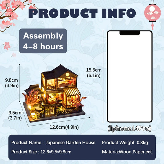 Cutebee DIY Dollhouse Super Mini Scale Miniature Dollhouse Japanese Garden Building Kit Toys for Birthday Gifts