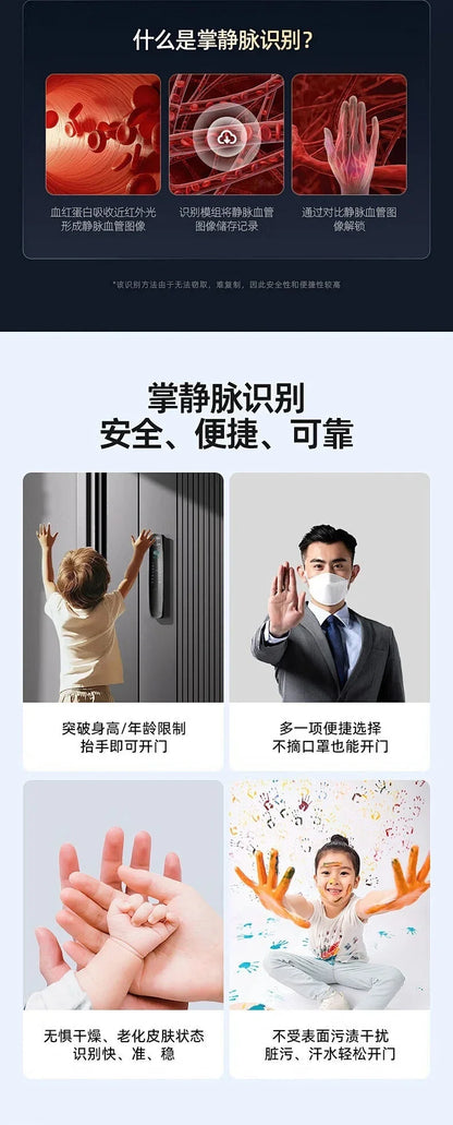 3D Facial Recognition Intelligent Door Lock Fully Automatic Lock Password Lock Fingerprint Lock Home Intercom Graffiti Palm Vein