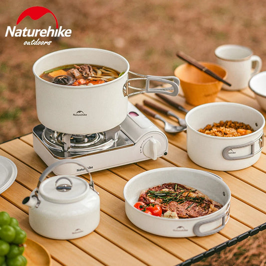 Naturehike Ceramic Non Stick Pot Outdoor Camping Portable Kitchenware BBQ Picnic Kettle Frying Pan Cookware Barbecue Tablewar