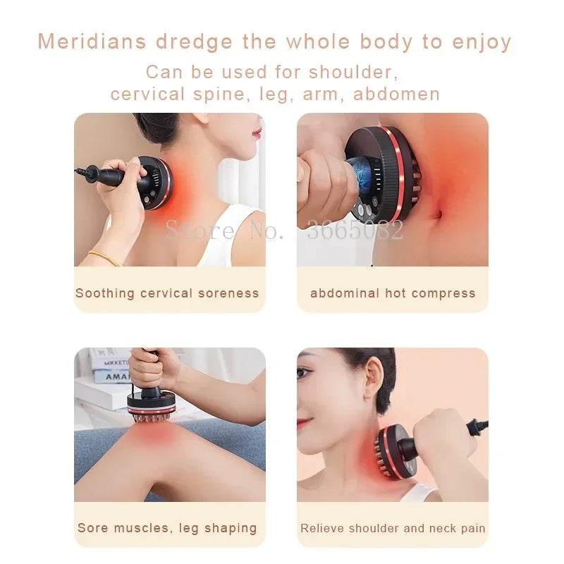 Electric Meridian Brush Body Massager Heated GuaSha Hot Compress Scraping Lymphatic Drainage Machine Fat Burner Health Care Tool
