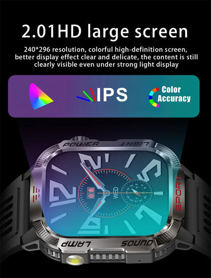 New Military GPS Smart Watch Men Flashlight Compass Waterproof 600mAh Battery Outdoor Sport Tracker Bluetooth Call Smartwatch