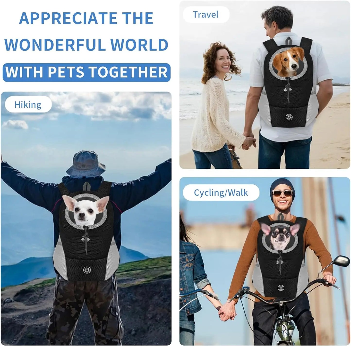 Backpack For Dog Shoulder Carrier Pet Conveyor Backpacks Comfortable Front Motorcycle And Hiking Camping Carrier Bag For Pet Dog