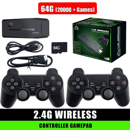 4K TV Game Stick Built-in 20000+ Games Retro Handheld Game Player NEW Video Game Console 64G 2.4G Wireless Controller Gamepad