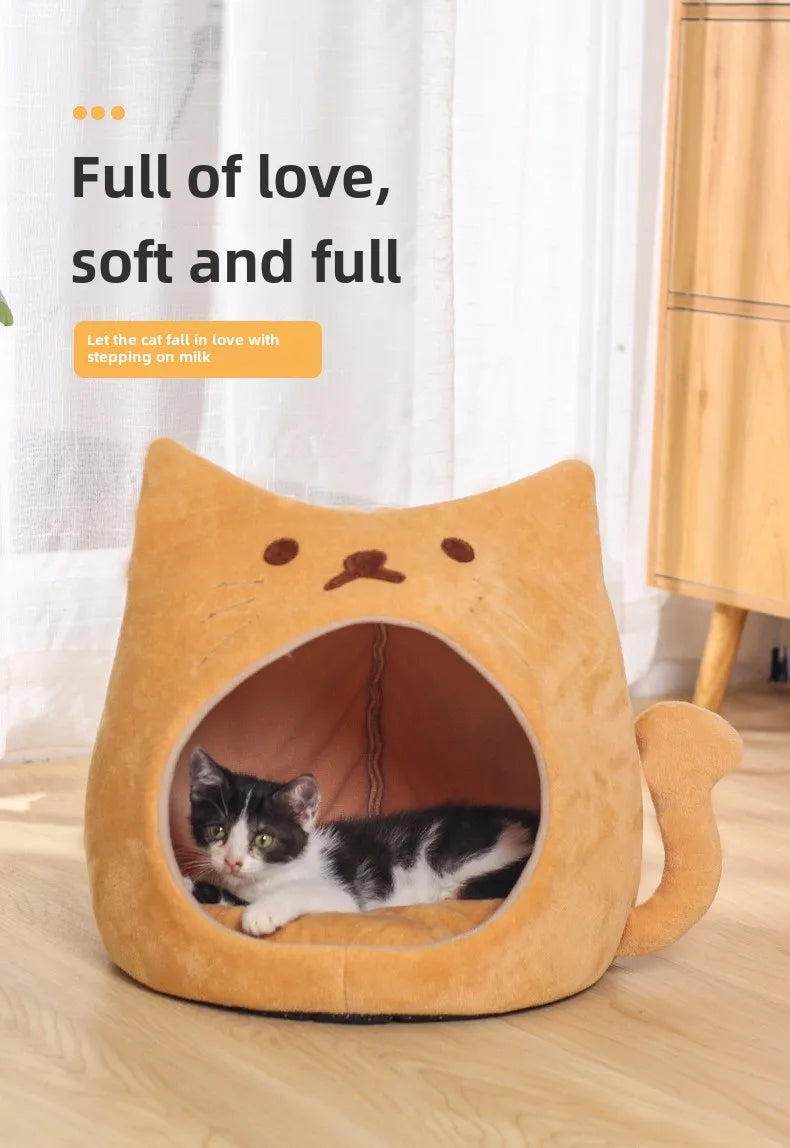 Cute pet cat nest pad short plush pp cotton cat house autumn and winter warm pet supplies