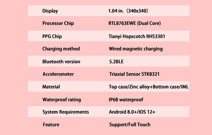Rainbuvvy DM70 Steel Smart Watch AMLED Women Beautiful Wristwatch Supports IP68 BT Calling Sports Watch