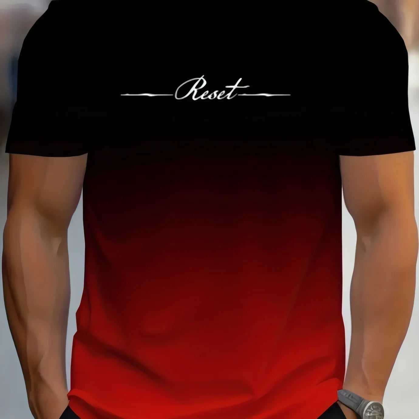 Alphabet Print Gradient Crew Neck Short Sleeve T-shirt For Men, Casual Summer T-Shirt For Daily Wear And Vacation Resorts