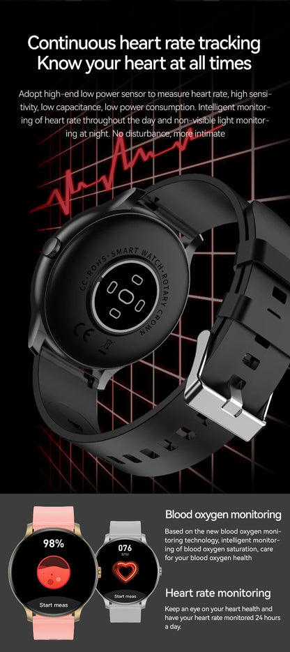 KESHUYOU New Smart Watch Women's Men's Full Touch Screen Bluetooth Talk Sports Fitness Tracker Heart Rate Monitor Smart Watch