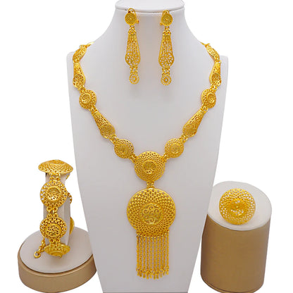 2023 Fine Jewelry Sets For Women Dubai Bridal Wedding Gifts Necklace Bracelet Earrings Ring Jewellery Set African Bead jewelry