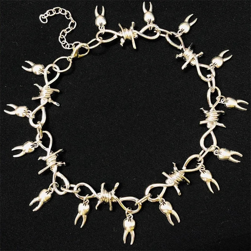 Chunky Tooth Choker, Rotten Teeth Choker, Fairy Barbed Wire Choker, Weird Jewelry, Goth Jewelry, Spike Punk Thorns Choker Gift