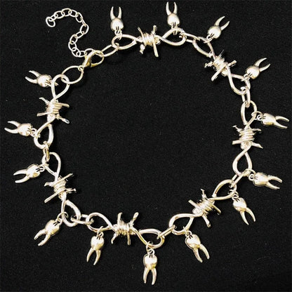 Chunky Tooth Choker, Rotten Teeth Choker, Fairy Barbed Wire Choker, Weird Jewelry, Goth Jewelry, Spike Punk Thorns Choker Gift