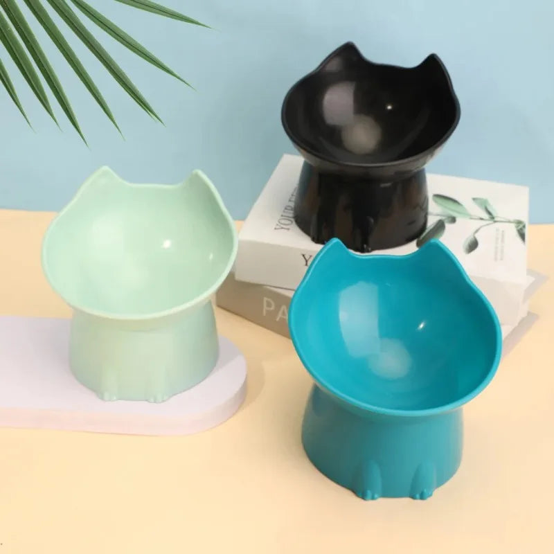 Pet Bowl Protects Cervical Vertebrae Dog Basin High-legged Cat Bowl Prevents Overturning Plastic Slanted Cat Food Bowl