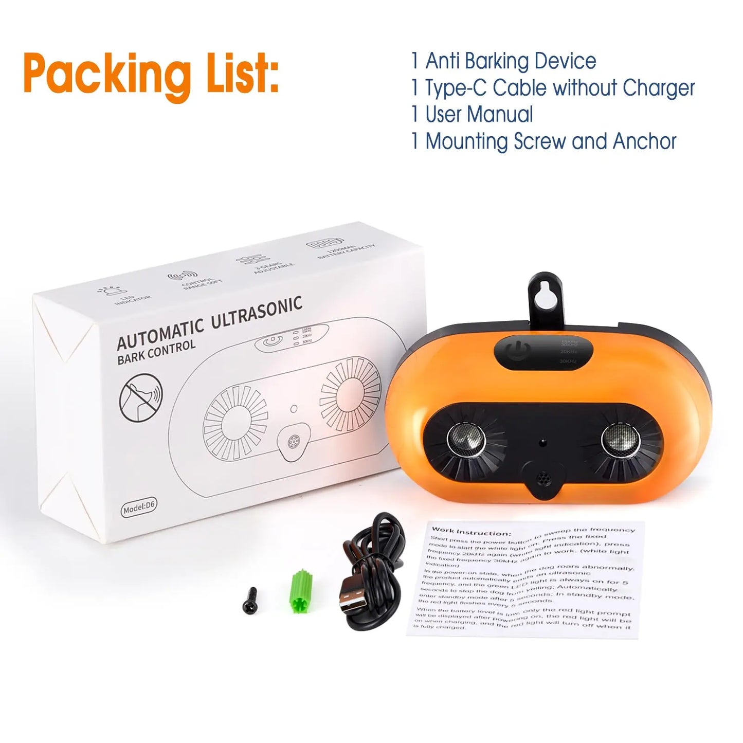 Anti Barking Devices, Auto Bark Deterrent Devices with 3 Modes, Rechargeable Dog Barking Silencer Sonic Barking Deterrent Indoor