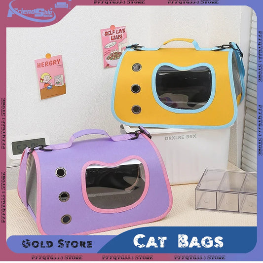Cat Shoulder Bags High-capacity Cat Bag Foldable Hand-held Space Capsule Mesh Breathable Outing Pet Crossbody Bag Pet Backpack
