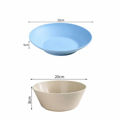 Wheat Straw Soup Bowl Microwavable Plastic Tableware Fruit Salad Bowls Cereal Ramen Pasta Dishes Dinner Plate kitchen Utensils