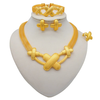 2023 Fine Jewelry Sets For Women Dubai Bridal Wedding Gifts Necklace Bracelet Earrings Ring Jewellery Set African Bead jewelry