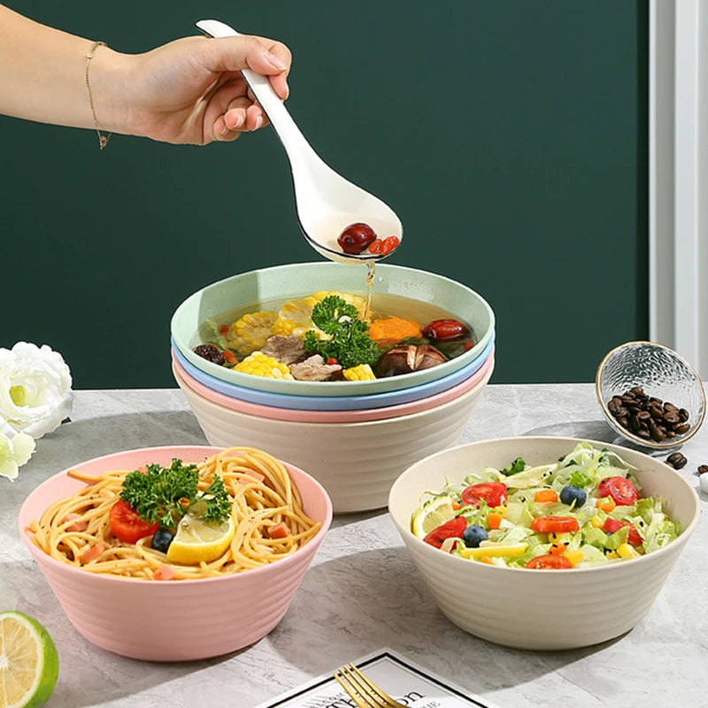 Wheat Straw Soup Bowl Microwavable Plastic Tableware Fruit Salad Bowls Cereal Ramen Pasta Dishes Dinner Plate kitchen Utensils