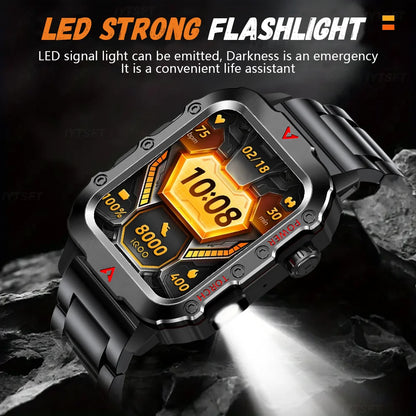 KESHUYOU 2025 New Sports Smart Watch Bluetooth Talk LED Flashlight Multi-function Outdoor Sports Smart Watch for Men Women