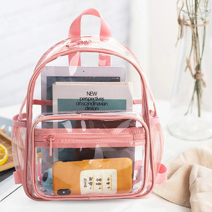 Fashion Travel Solid Color PVC Backpack Large Capacity Knapsack Handbags for Women Students Shopping Travel
