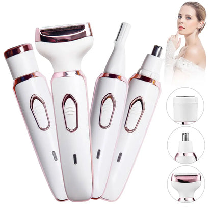 4 in 1 Electric Razor for Women Full Body Hair Trimmer Arm Armpit Private Hair Removal Instrument Dry and Wet Painless Depilator