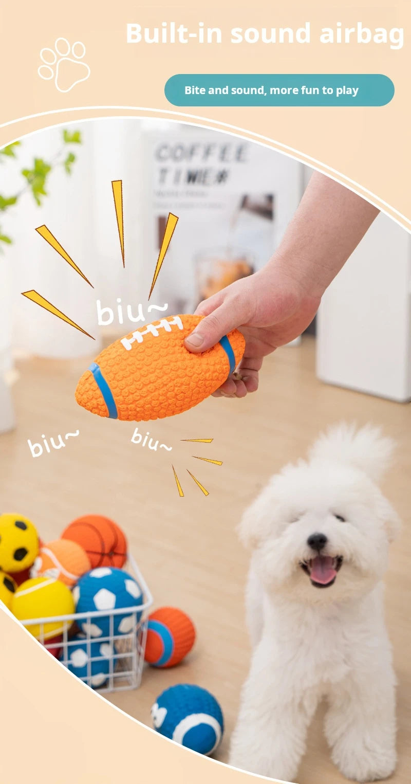 Pet Toys Olive Ball Squeaky Latex Dog Toy Ball S-L Soft Durable Interaction Smiling Face Rugby Dog Chewing Training Supplies