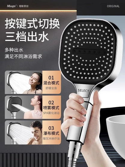 New 13CM Large Panel 3 Modes Adjustable Home Shower Head High Pressure Massage ShowerHead Filter Element Bathroom Accessories