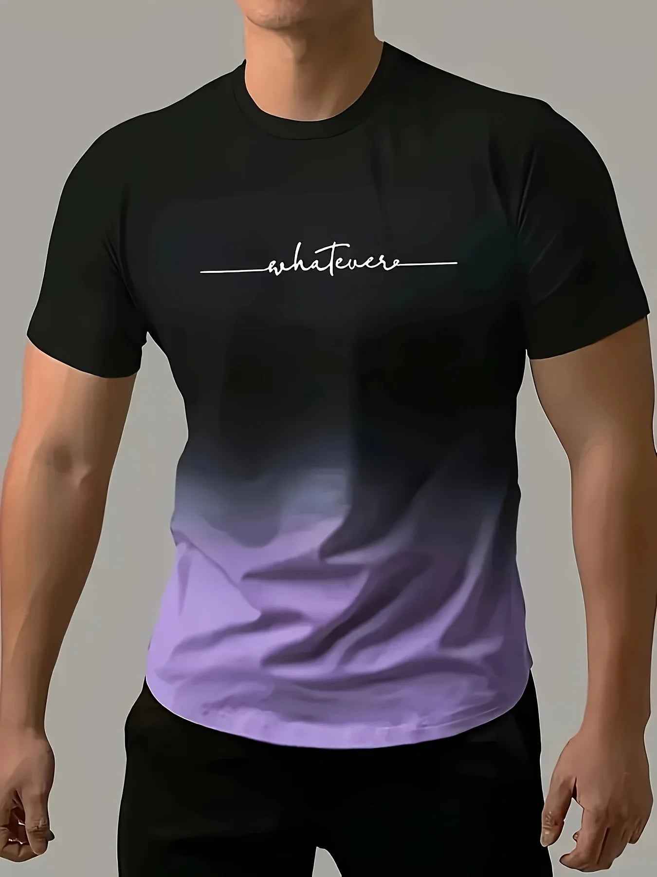 Men's Casual Crew Neck Short Sleeve T-shirt In Gradient Color,Versatile For Sports And Casual Wear