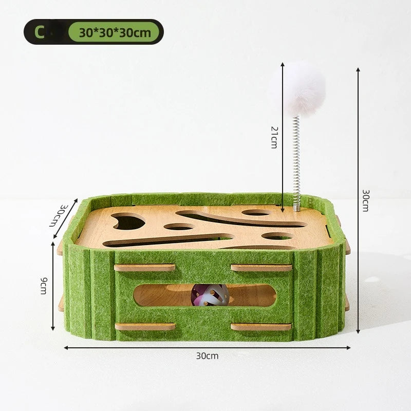 Pet Cat Puzzle Maze Holes Toys Felt Box With Bell Ball Kitten Playing Toys Interactive Funny Combination Set Cat Supplies
