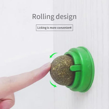 The Catnip Cat Wall Stick-on Ball Toy Scratchers Treats Healthy Natural Removes Balls To Promote Digestion Cat Grass Snack