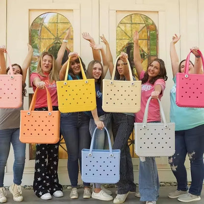 M/L/XL Fashion Beach Bags EVA Rubber Waterproof Storage Baskets Travel Shopping Handbag Women Shoulder Solid Color Tote Bag