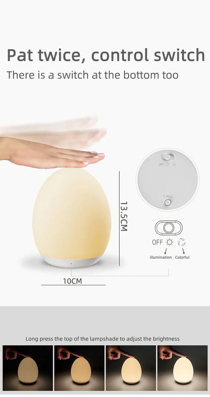 7 Color Changing Night Light RGB Remote Control Touch Dimmable Lamp Portable Table Bedside Lamps USB Rechargeable Night Lamp