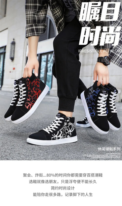 Men's Sneakers Fashion High Top Canvas Shoes Autumn New Casual Shoes for Men Lace Up Platform Vulcanized Shoes Big Size48 Tenis