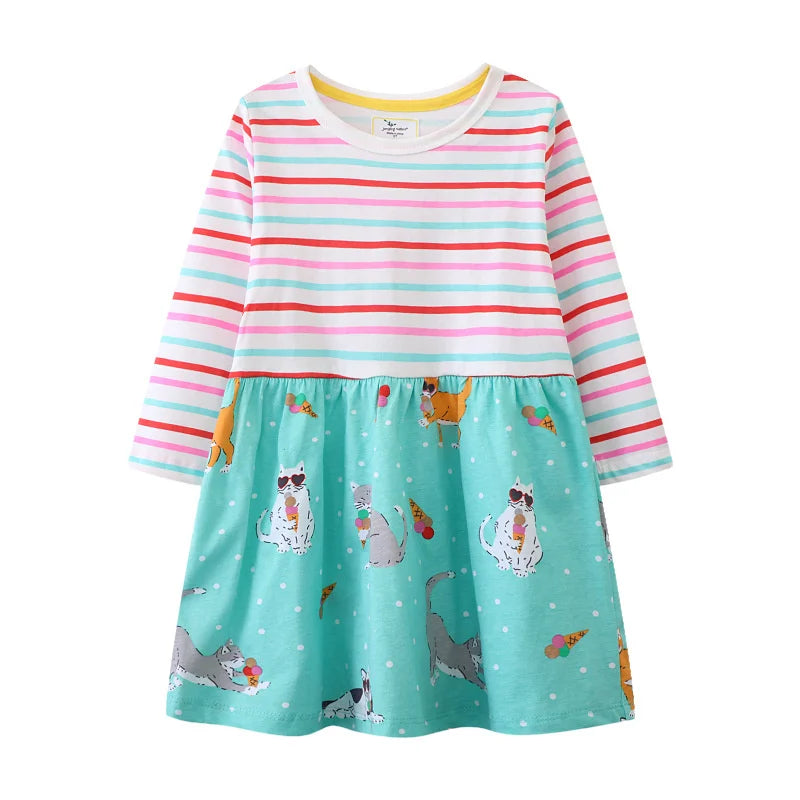 Jumping Meters 2-7T Princess Girls Dresses Party Kids Girls Costume Autumn Winter Toddler Frocks Clothing Long Sleeve Frocks