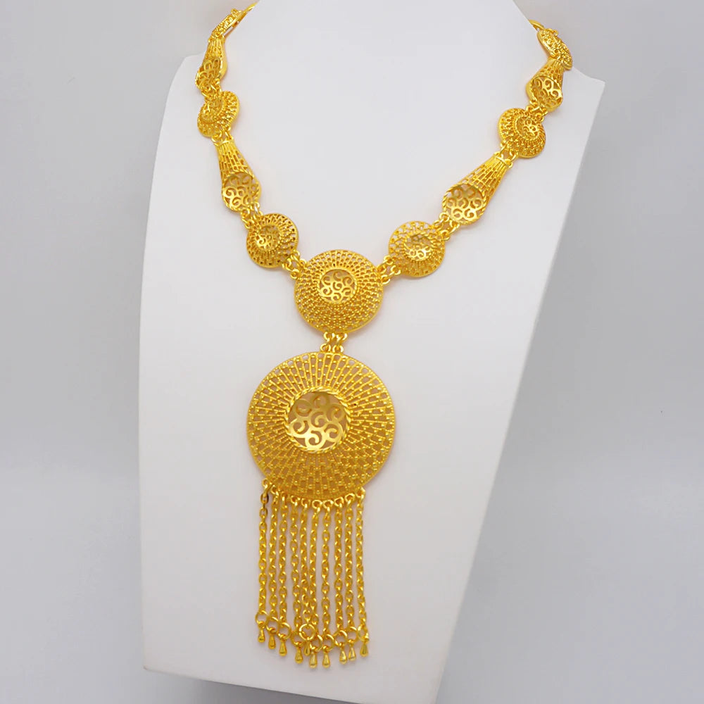 2023 Fine Jewelry Sets For Women Dubai Bridal Wedding Gifts Necklace Bracelet Earrings Ring Jewellery Set African Bead jewelry