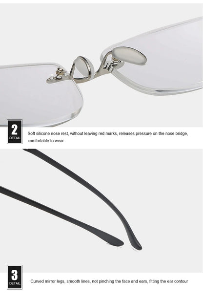 Men's Anti Blue Light Blocking Reading Glasses Cut Frameless Metal HD Lens Eyewear Women Prescription Presbyopic Glasses +400