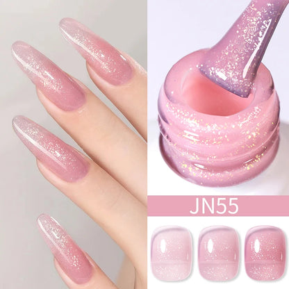 BORN PRETTY 10ml Wine Red Glitter Jelly Nude Gel Nail Polish Soak Off Translucent Color UV Light Cure for Nail Art DIY at Home
