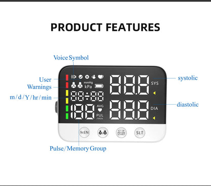 Electronic Tensiometer Smart Blood Pressure Monitor Arm Cuff Tonometer Digital Sphygmomanometer Electronic  Medical BP Monitors