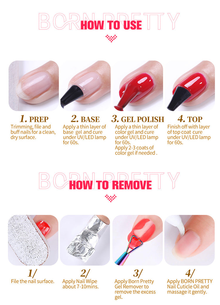 BORN PRETTY 10ml Wine Red Glitter Jelly Nude Gel Nail Polish Soak Off Translucent Color UV Light Cure for Nail Art DIY at Home