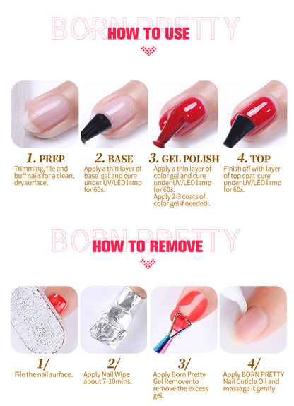 BORN PRETTY 10ml Wine Red Glitter Jelly Nude Gel Nail Polish Soak Off Translucent Color UV Light Cure for Nail Art DIY at Home