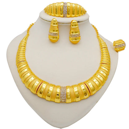 2023 Fine Jewelry Sets For Women Dubai Bridal Wedding Gifts Necklace Bracelet Earrings Ring Jewellery Set African Bead jewelry